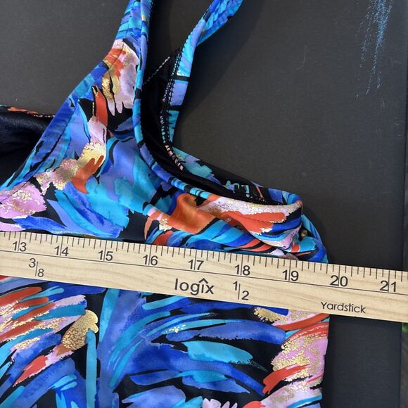 Maxine Of Hollywood 18 swim suit blue Skirted Floral Swim Suit Bathing Suit - Picture 10 of 10